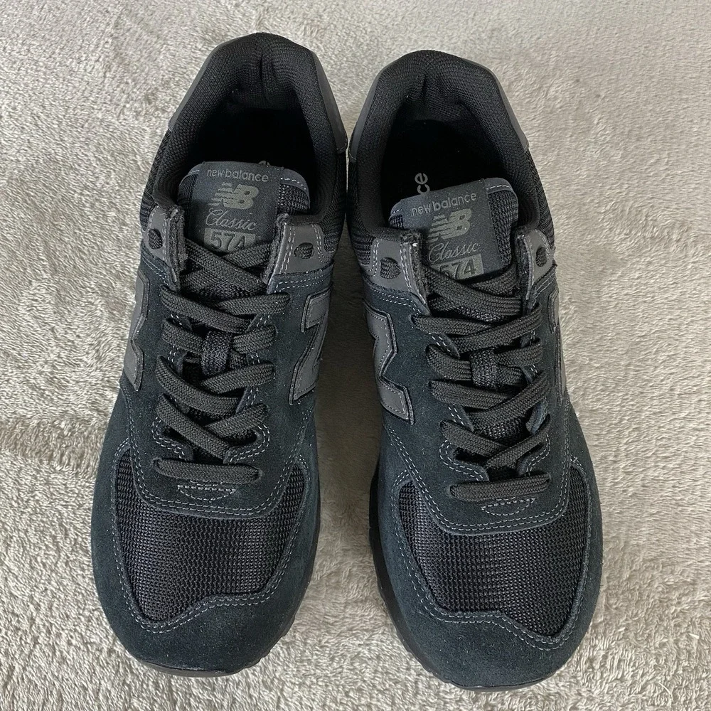 New Balance 574 Core Mens Size 11.5 Black Suede Running Shoes ML574EVE NEW